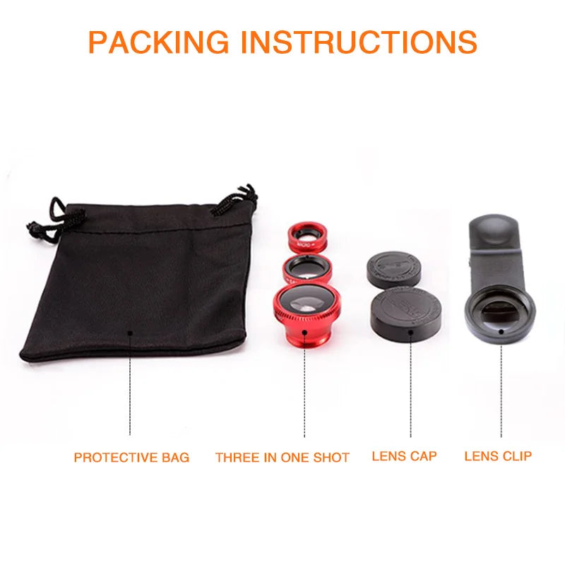 "3-in-1 Magic Lens Pro" - Fischauge + Weitwinkel + Makro für Smartphones